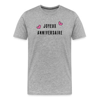 JOYEUX ANNIVERSAIRE - T-shirt bio Premium Homme - gris chiné - Devant - Damien (186cm)