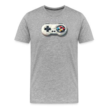 Retro Controller 16 Bit Gaming Nostalgie - Männer Premium Bio T-Shirt - Grau meliert - Vorne - Damien (186cm)