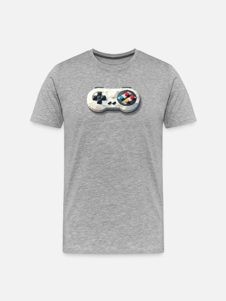 Retro Controller 16 Bit Gaming Nostalgie - Männer Premium Bio T-Shirt - Grau meliert