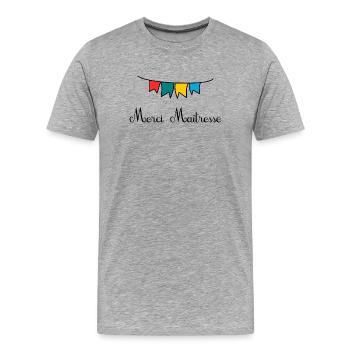 MERCI. MAÎTRESSE. MAÎTRE. MERCI MAÎTRESSE - T-shirt bio Premium Homme - gris chiné - Devant - Damien (186cm)