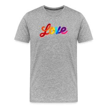 Colorful Love Lettering Design - Men's Premium Organic T-Shirt - heather grey - Front - Damien (186cm)