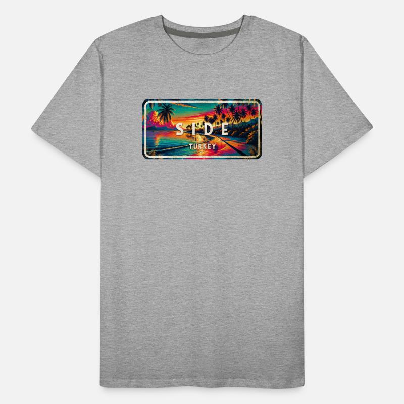 Panneau de coucher de soleil vintage Side Turkey T-shirt bio Premium Homme