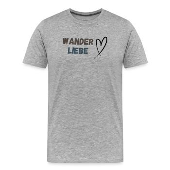 Schriftzug Wanderliebe und Herz, schlicht - Männer Premium Bio T-Shirt - Grau meliert - Vorne - Damien (186cm)