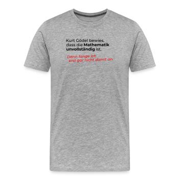 Mathématiques incomplètes - T-shirt bio Premium Homme - gris chiné - Devant - Damien (186cm)