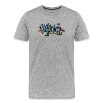 Graffiti Wortkunst in Neonfarben Munich - Männer Premium Bio T-Shirt - Grau meliert - Vorne - Damien (186cm)