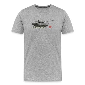 Panzer Silhouette mit rotem Stern - Männer Premium Bio T-Shirt - Grau meliert - Vorne - Damien (186cm)