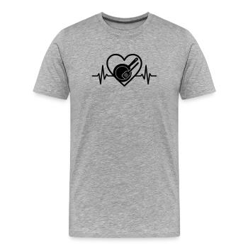 Poêle Ustensile de cuisine Coeur - T-shirt bio Premium Homme - gris chiné - Devant - Damien (186cm)
