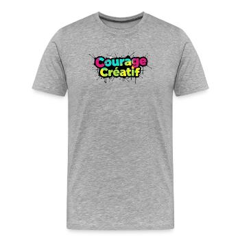 Courage Créatif Bunte Typografie - Männer Premium Bio T-Shirt - Grau meliert - Vorne - Damien (186cm)