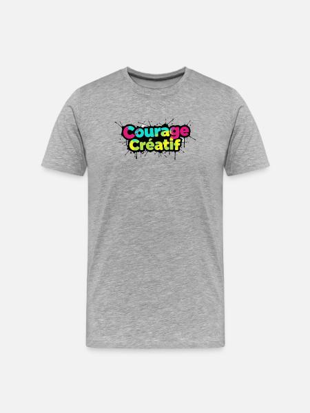 Courage Créatif Bunte Typografie - Männer Premium Bio T-Shirt - Grau meliert
