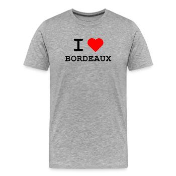J’adore Bordeaux - Ich liebe Bordeaux - T-shirt bio Premium Homme - gris chiné - Devant - Damien (186cm)