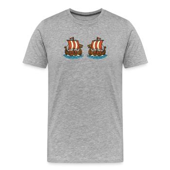 Wikinger Schiffe - Männer Premium Bio T-Shirt - Grau meliert - Vorne - Damien (186cm)