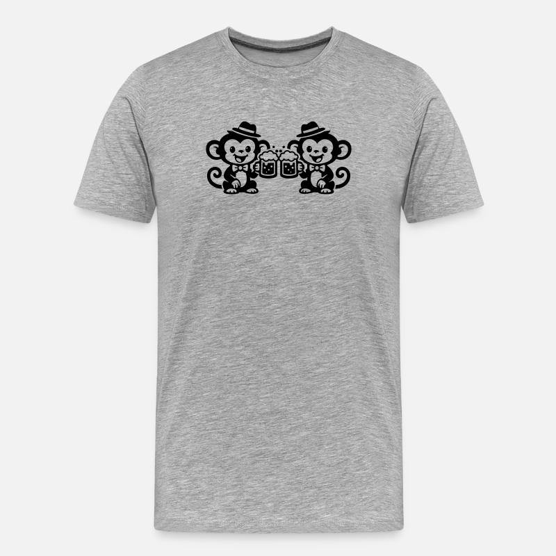 Affe Bier Team - Männer Premium Bio T-Shirt - Grau meliert