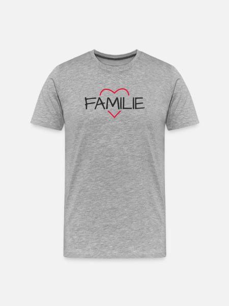 Familie Herz Geschenk Liebe - Männer Premium Bio T-Shirt - Grau meliert