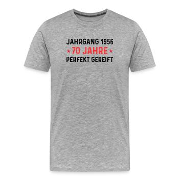 Millésime 1956 – 70 ans parfaitement maturé - T-shirt bio Premium Homme - gris chiné - Devant - Damien (186cm)