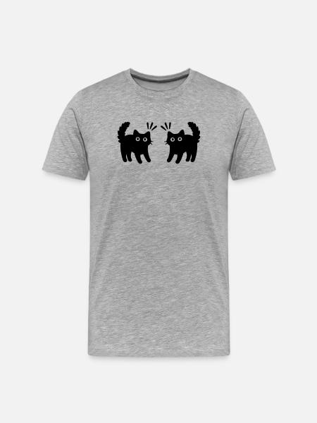 Katzen Paar - Männer Premium Bio T-Shirt - Grau meliert