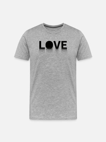 Love en points sur fond noir - T-shirt bio Premium Homme - gris chiné