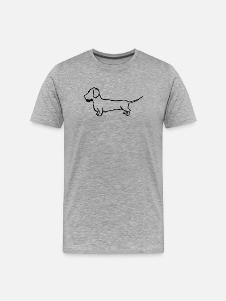Dackel Rauhaardeckel Hundehalter - Männer Premium Bio T-Shirt - Grau meliert