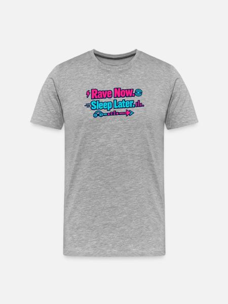 Rave Now, Sleep Later Neon Arrow - Men's Premium Organic T-Shirt - heather grey