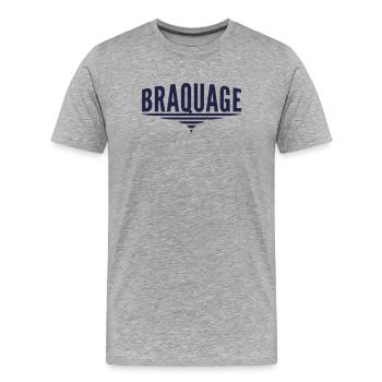 T-shirt "BRAQUAGE" – Second degré et style sportif - T-shirt bio Premium Homme - gris chiné - Devant - Damien (186cm)