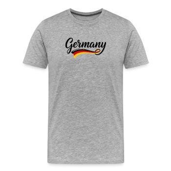 Eleganter Germany Schriftzug Schwarz Rot Gold - Männer Premium Bio T-Shirt - Grau meliert - Vorne - Damien (186cm)