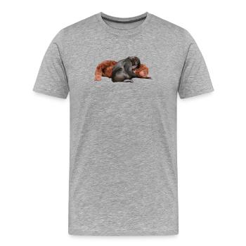 Punch - das Äffchen - Männer Premium Bio T-Shirt - Grau meliert - Vorne - Damien (186cm)