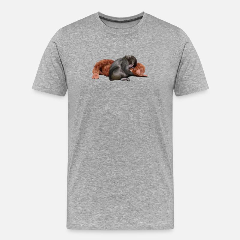 Punch - das Äffchen - Männer Premium Bio T-Shirt - Grau meliert