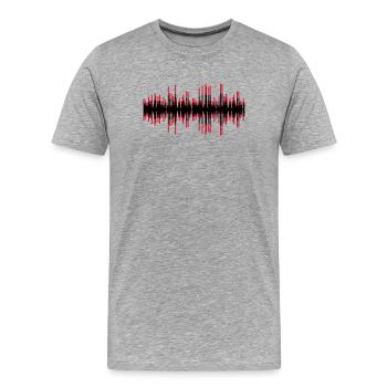Red Pulse Waves Audio Track - Men's Premium Organic T-Shirt - heather grey - Front - Damien (186cm)