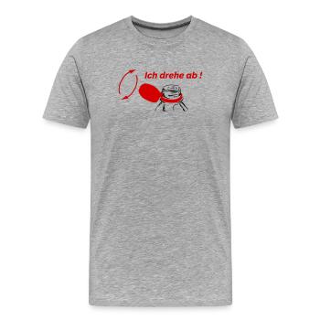 Ich drehe ab - Männer Premium Bio T-Shirt - Grau meliert - Vorne - Damien (186cm)