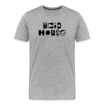 Conception du logo Acid House Fancy Typography - T-shirt bio Premium Homme - gris chiné - Devant - Damien (186cm)