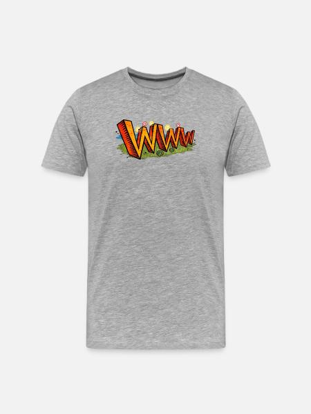 WWW Retro Internet-Typografie - Männer Premium Bio T-Shirt - Grau meliert