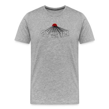 Typographie Kanji de l’Aïkido Japon Fujiyama Sun - T-shirt bio Premium Homme - gris chiné - Devant - Damien (186cm)