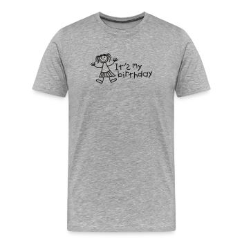 C'est mon anniversaire - Fille - T-shirt bio Premium Homme - gris chiné - Devant - Damien (186cm)