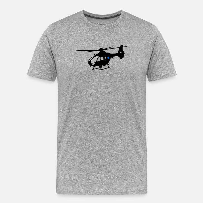 Notarzthubschrauber - Männer Premium Bio T-Shirt - Grau meliert