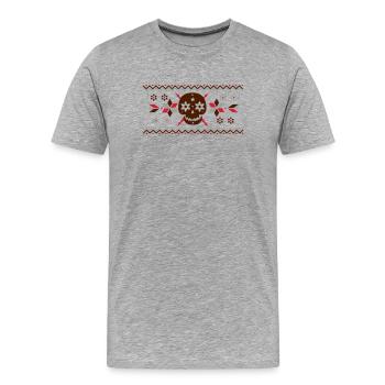 Skull pattern in the Norwegian style - Men's Premium Organic T-Shirt - heather grey - Front - Damien (186cm)