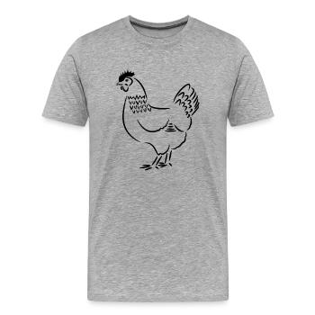 Huhn Henne - Männer Premium Bio T-Shirt - Grau meliert - Vorne - Damien (186cm)