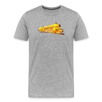 Locomotive à vapeur 18323 - T-shirt bio Premium Homme - gris chiné - Devant - Damien (186cm)