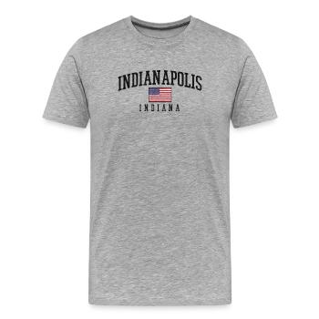 Drapeau de la fierté Indy Look Indiana - T-shirt bio Premium Homme - gris chiné - Devant - Damien (186cm)