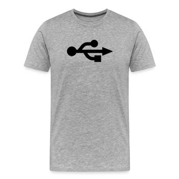 USB Logo - Nerd - Geek - Men's Premium Organic T-Shirt - heather grey - Front - Damien (186cm)