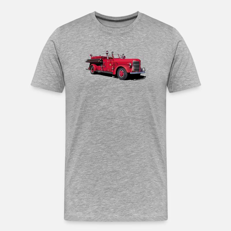 Feuerwehrauto Oldtimer - Männer Premium Bio T-Shirt - Grau meliert