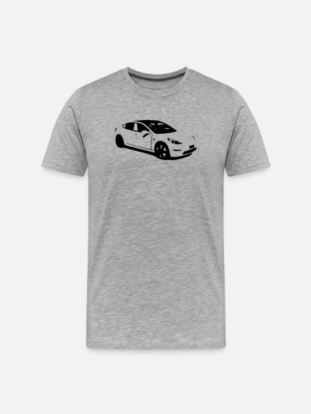 Elbil Tesla Model 3 elbil - Herre Premium T-shirt økologisk - grå meleret