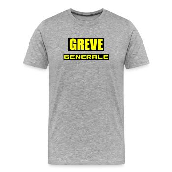 Grève générale - T-shirt bio Premium Homme - gris chiné - Devant - Damien (186cm)
