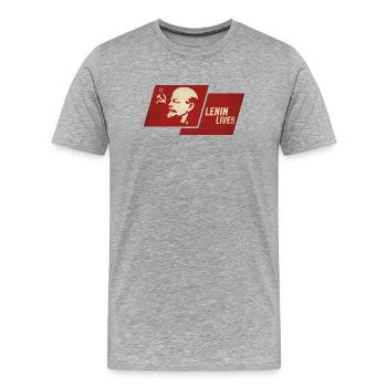 Lenin Lives Flag - Men's Premium Organic T-Shirt - heather grey - Front - Damien (186cm)