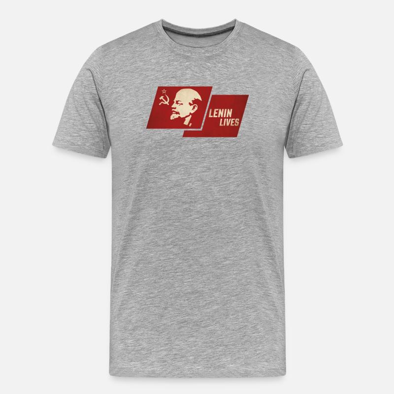 Lenin lebt Flagge - Männer Premium Bio T-Shirt - Grau meliert