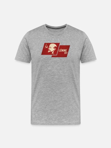 Lénine Vit Drapeau - T-shirt bio Premium Homme - gris chiné