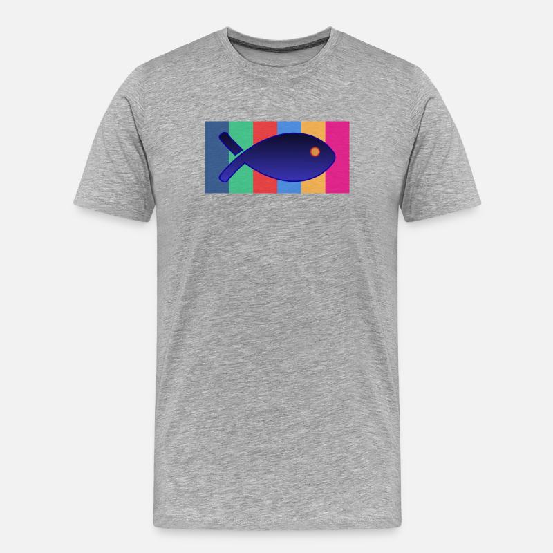 Fisch - Männer Premium Bio T-Shirt - Grau meliert