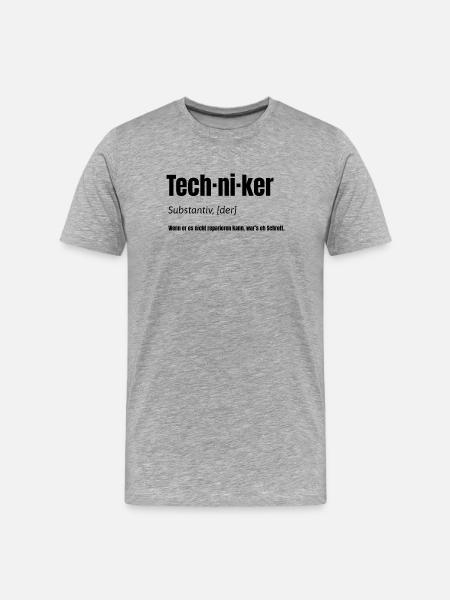 Techniker – Witziges Design - Männer Premium Bio T-Shirt - Grau meliert