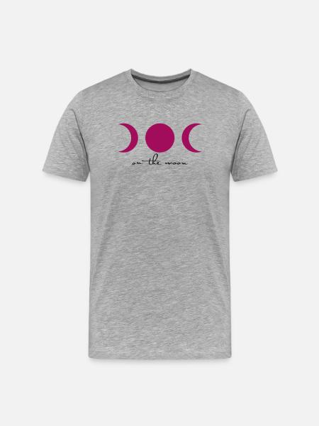 on the moon – Roter Mond - Männer Premium Bio T-Shirt - Grau meliert