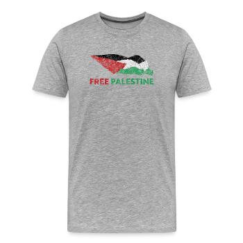 Freies Palästina - Männer Premium Bio T-Shirt - Grau meliert - Vorne - Damien (186cm)