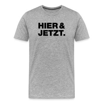 Ici et maintenant - T-shirt bio Premium Homme - gris chiné - Devant - Damien (186cm)
