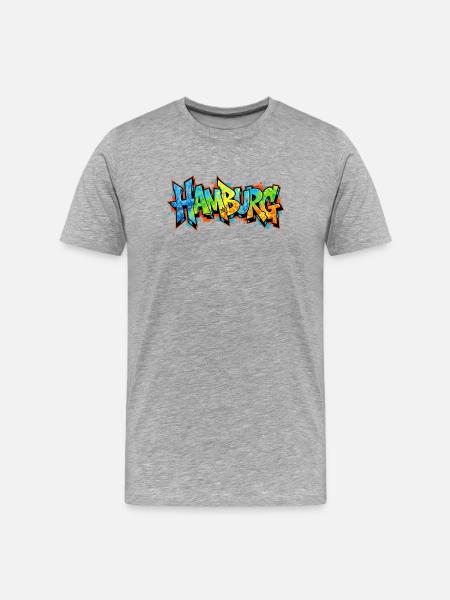 Graffiti-Stil Hamburg Stadtmotiv - Männer Premium Bio T-Shirt - Grau meliert